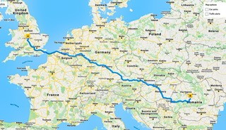 a map highlighting the length of the journey